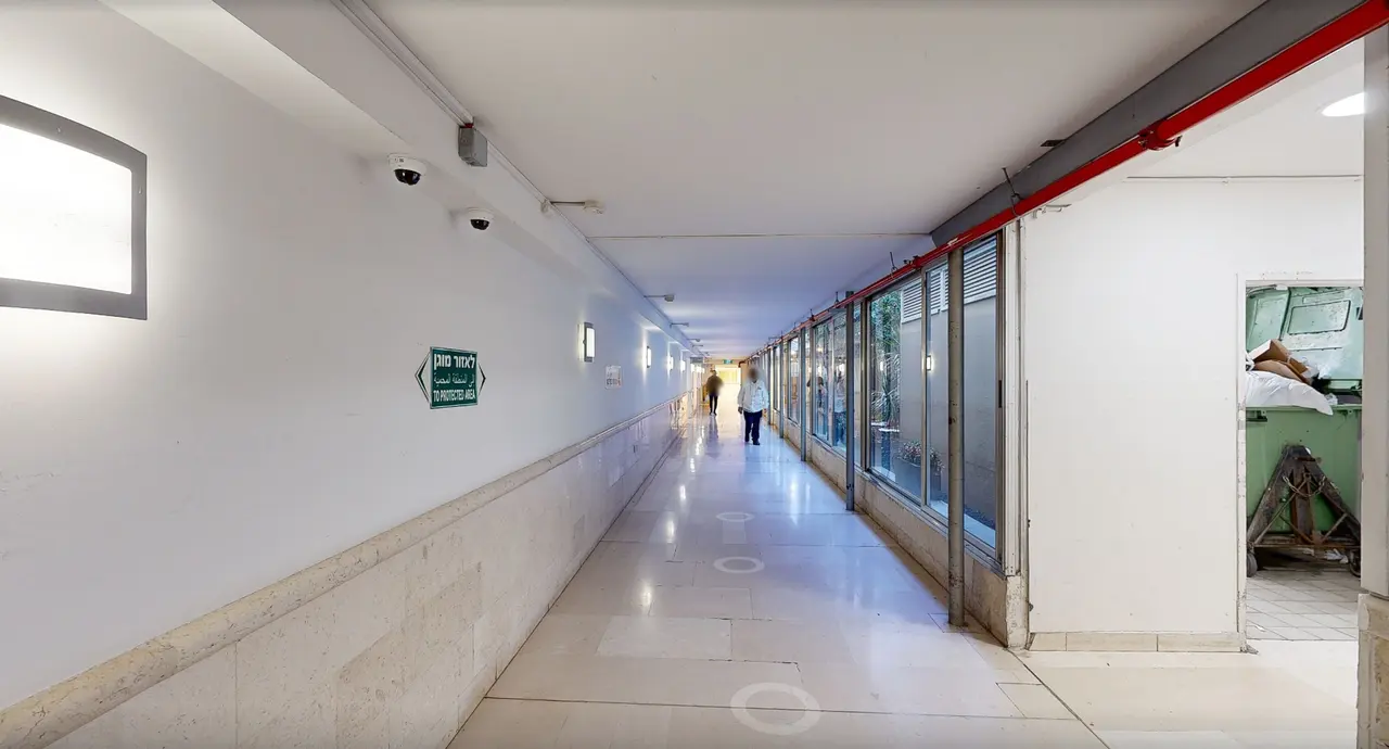 A hospital corridor captured in the 3D scan of Beilinson Medical Center